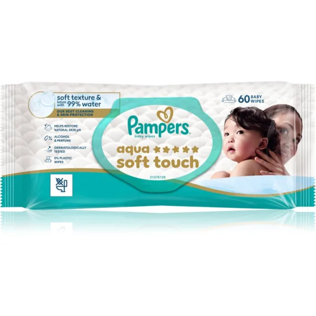 Pampers Aqua Soft Touch vlhčené čisticí ubrousky pro děti 60 ks
