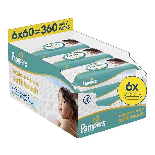 PAMPERS Aqua soft touch zero plastic 6 x 60 kusů