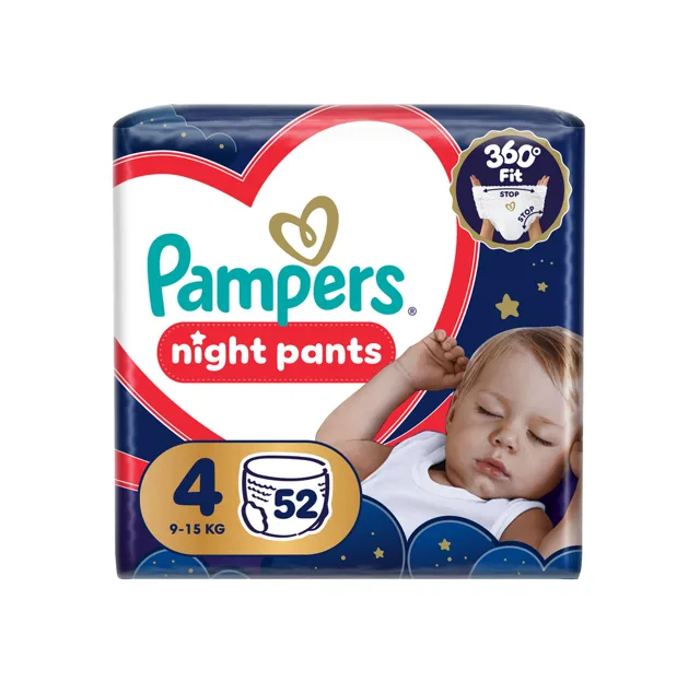 Pampers Night Pants vel. 4 9–15 kg dětské plenkové kalhotky 52 ks
