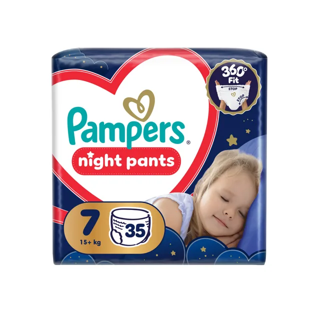 Pampers Night Pants vel. 7 15+ kg dětské plenkové kalhotky 35 ks