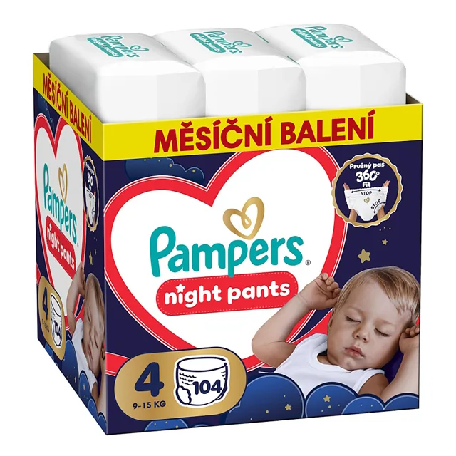 PAMPERS Pants night 4 kalhotkové plenky 9-15 kg 104 kusů