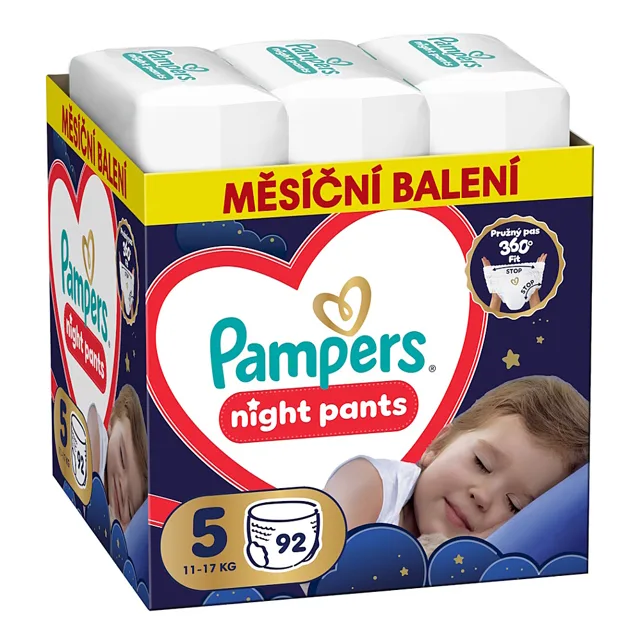 PAMPERS Pants night 5 kalhotkové plenky 11-17 kg 92 kusů