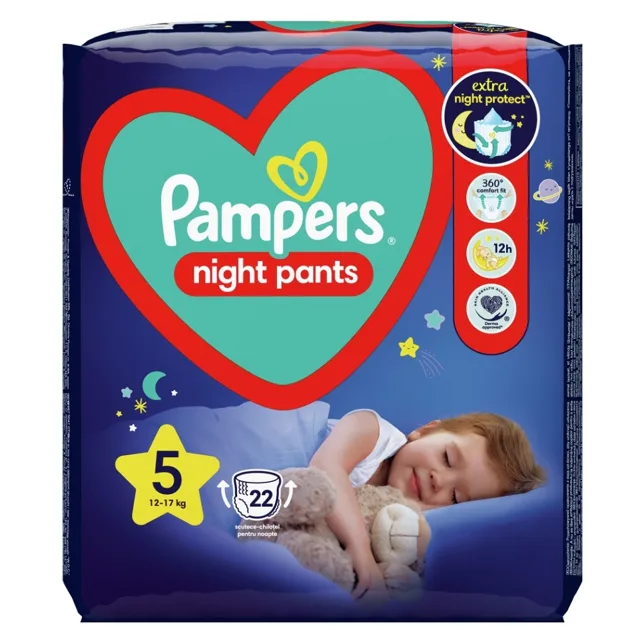 PAMPERS Pants Night 5 kalhotkové plenky 12-17 kg 22 ks