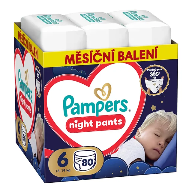 PAMPERS Pants night 6 kalhotkové plenky 13-19 kg 80 kusů