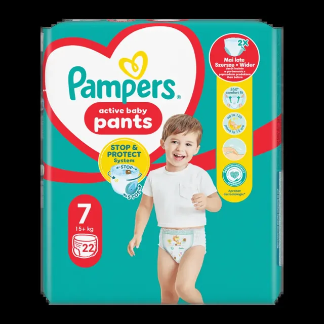 Pampers Plenkové kalhotky Active Baby, 15+ kg, vel. 7 22 ks 22 ks