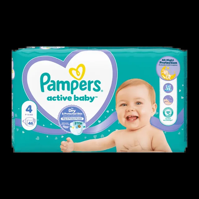 Pampers Pleny Active Baby, 9–14 kg, vel. 4 46 ks 46 ks