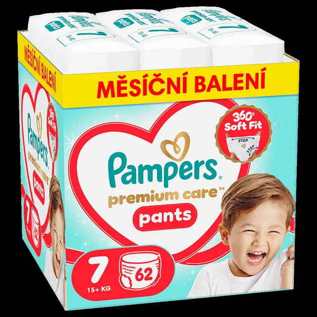 PAMPERS Premium care 7 plenkové kalhotky monthly box 62 kusů