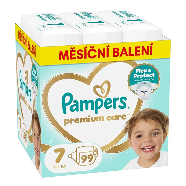 PAMPERS Premium care 7 plenky 15+ kg monthly box 99 kusů