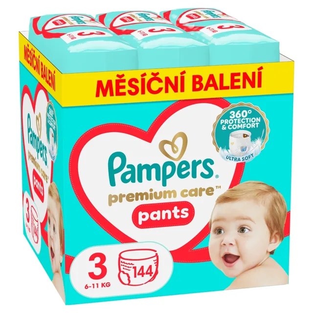 Pampers Premium Care Pants 3 plenkové kalhotky 6-11 kg 144 ks