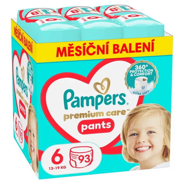 Pampers Premium Care Pants 6 plenkové kalhotky 13-19 kg 93 ks