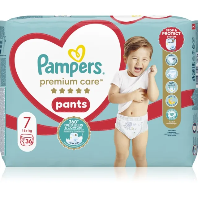 Pampers Premium Care Pants Size 7 jednorázové plenkové kalhotky 15+ kg 36 ks