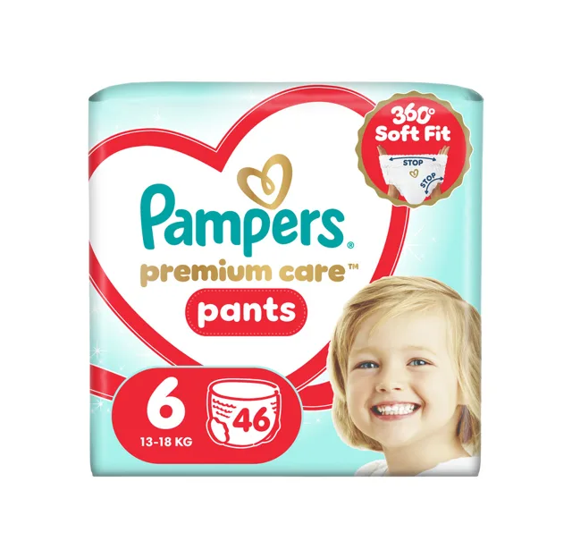 Pampers Premium Care Pants vel. 6 13–19 kg plenkové kalhotky 46 ks