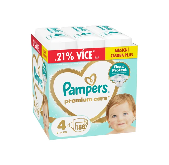 Pampers Premium Care vel. 4 9–14 kg dětské pleny 188 ks