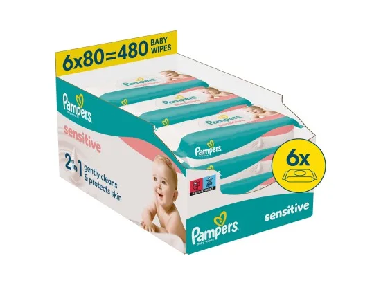 Pampers Sensitive Baby čisticí ubrousky pro miminko 480 ks