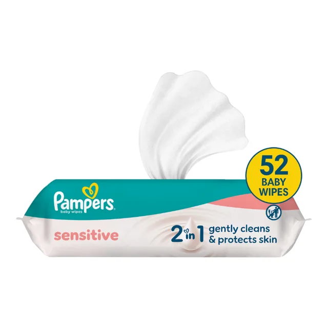 Pampers Sensitive Zero Plastic vlhčené ubrousky 52 ks