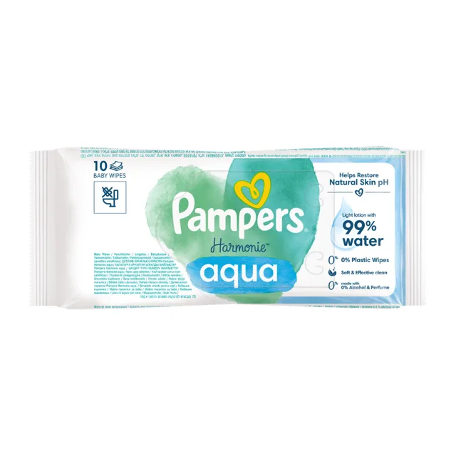 Pampers Ubrousky Aquaharmonie 10 ks Zero Plastic