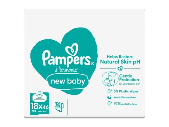 Pampers Ubrousky Harmonie Newbaby 18x46ks