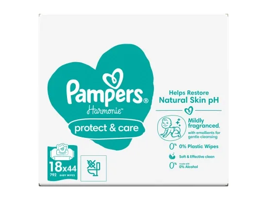 Pampers Ubrousky Harmonie Protect&care 18x44ks