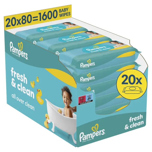 Pampers Vlhčené ubrousky Fresh Clean 20x 80 ks 1600 ks