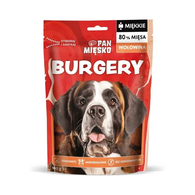 PAN MIĘSKO Burgery Hovězí pamlsek pro psa 100 g