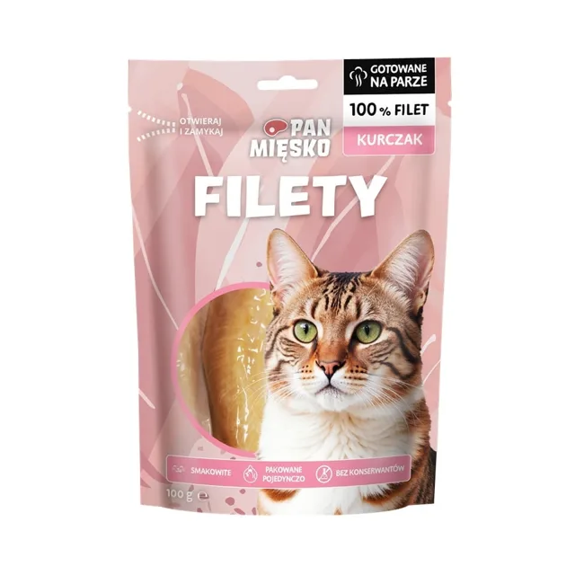 PAN MIĘSKO Filety Kuřecí pamlsek pro kočky 100 g