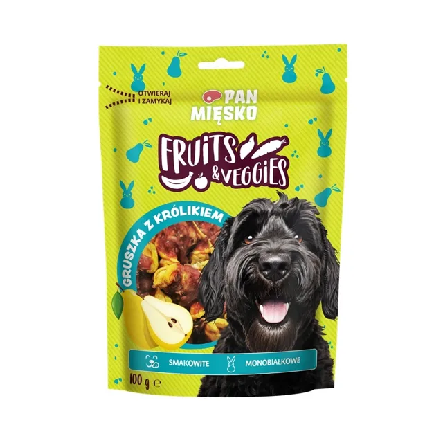 PAN MIĘSKO Fruits and Veggies Hruška s králíkem pamlsek pro psy 100 g
