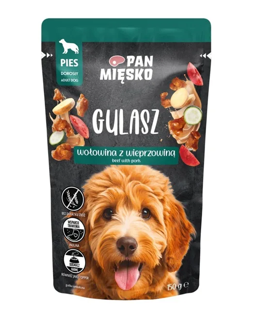 PAN MIĘSKO Guláš Hovězí a vepřové mokré krmivo pro psy 150 g