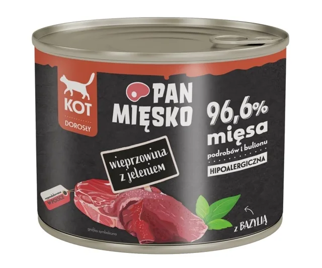PAN MIĘSKO krmivo pro kočky s vepřovým masem a jelením masem 200 g