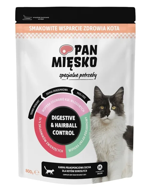 PAN MIĘSKO Krmivo pro kočky se speciálními potřebami trávení a kontrolou trichobezoárů 800 g