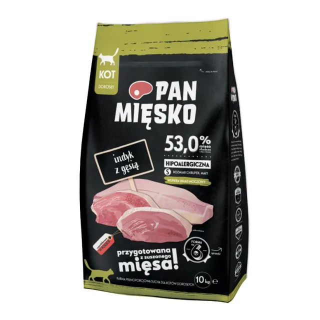 PAN MIĘSKO Krůta a husa křupky pro kočky S 2x10 kg