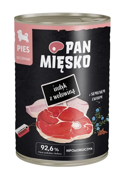 PAN MIĘSKO Krůta s hovězím krmivo pro štěňata 400 g