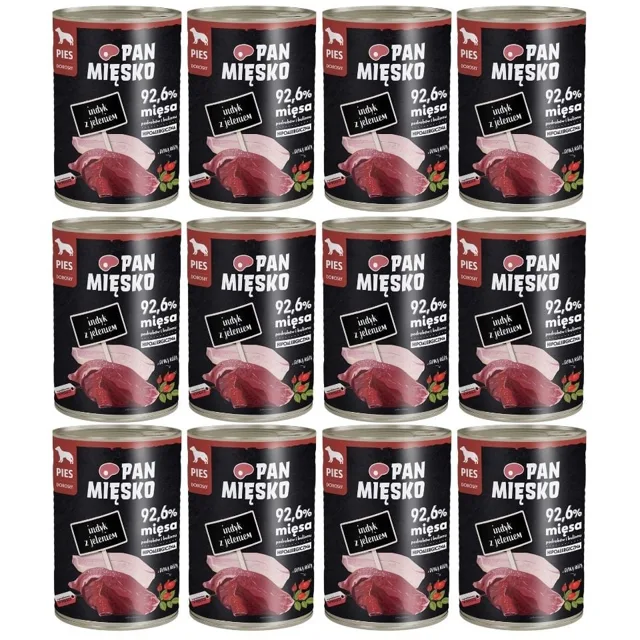 PAN MIĘSKO krůta s jelenem, krmivo pro psy 12x400 g