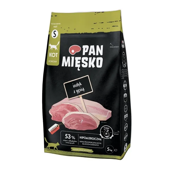 PAN MIĘSKO Krůtí a husí krmivo pro kočky, křupky S 5 kg