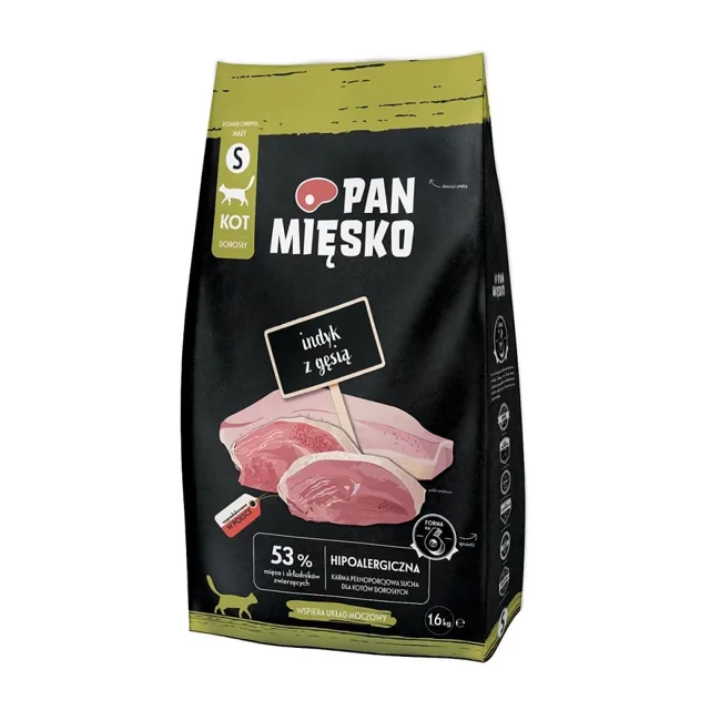 PAN MIĘSKO Krůtí a husí pro kočky, křupky S 1,6 kg