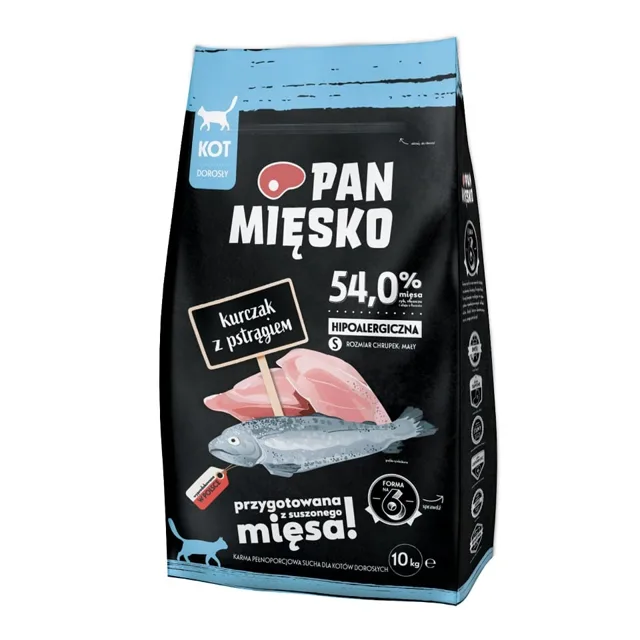 PAN MIĘSKO kuřecí křupky s pstruhem pro kočky S 2x10 kg