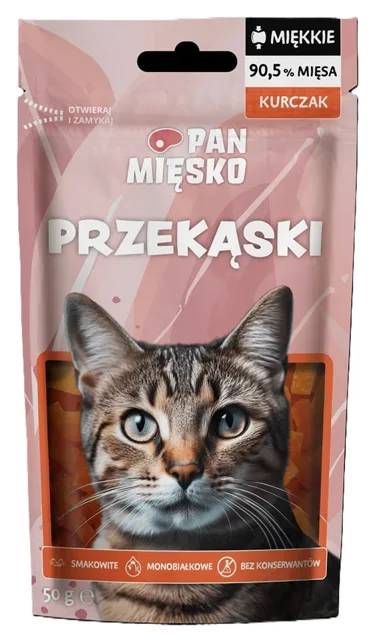 PAN MIĘSKO Kuřecí pamlsky pro kočky 50g