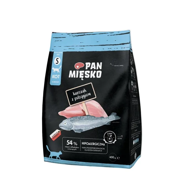 PAN MIĘSKO Kuřecí s pstruhem pro kočky, křupky S 400 g