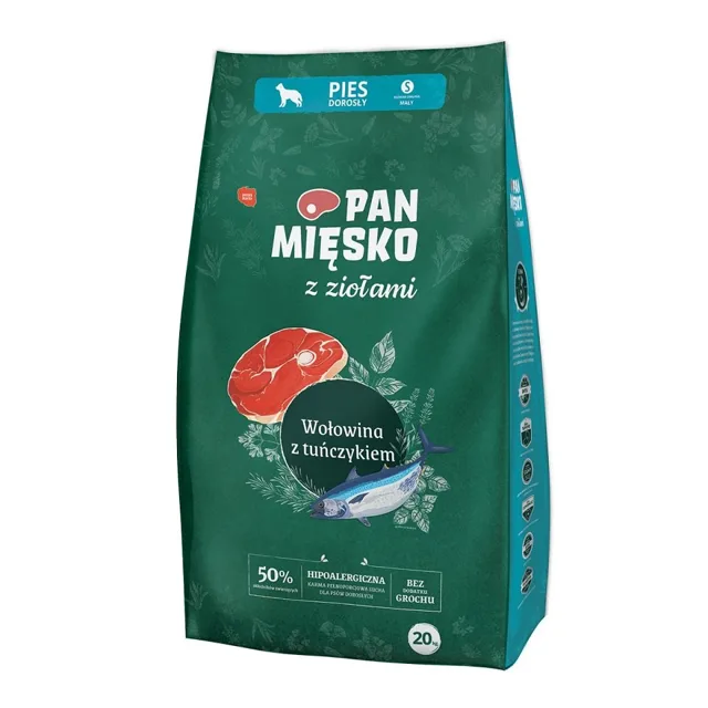PAN MIĘSKO pro malá plemena S 20 kg s bylinkami, hovězím masem a tuňákem