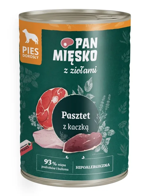 PAN MIĘSKO s bylinkami Paštika s kachnou pro psy 400 g