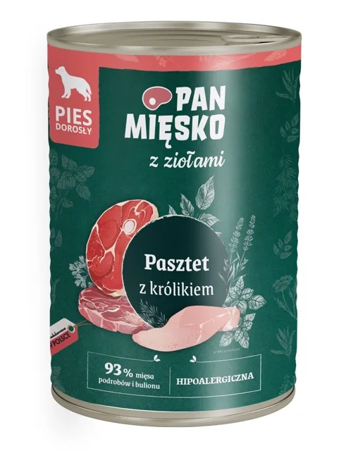 PAN MIĘSKO s bylinkami Paštika s králíkem pro psy 400 g