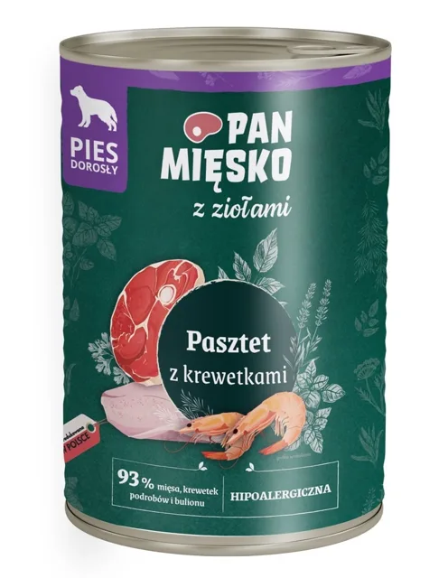 PAN MIĘSKO s bylinkami Paštika s krevetkami pro psy 400 g