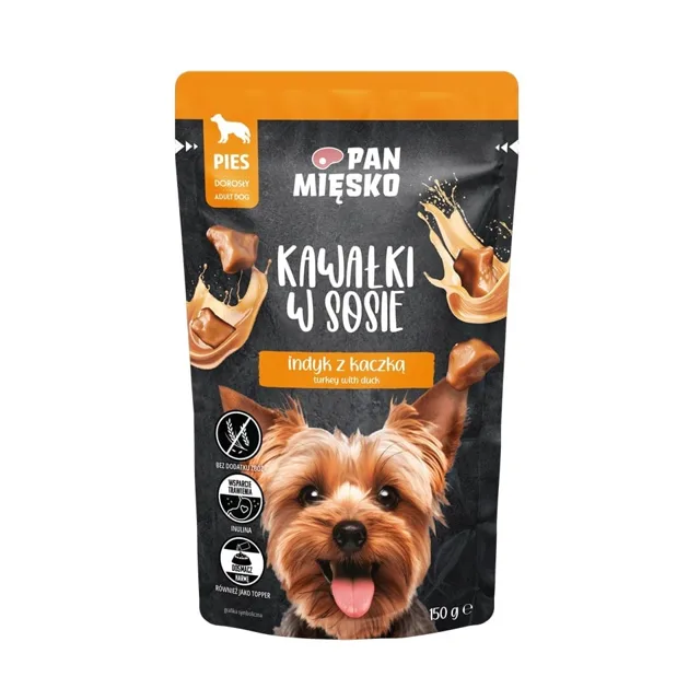 PAN MIĘSKO s krůtou a kachnou kousky v omáčce pro psy 150 g