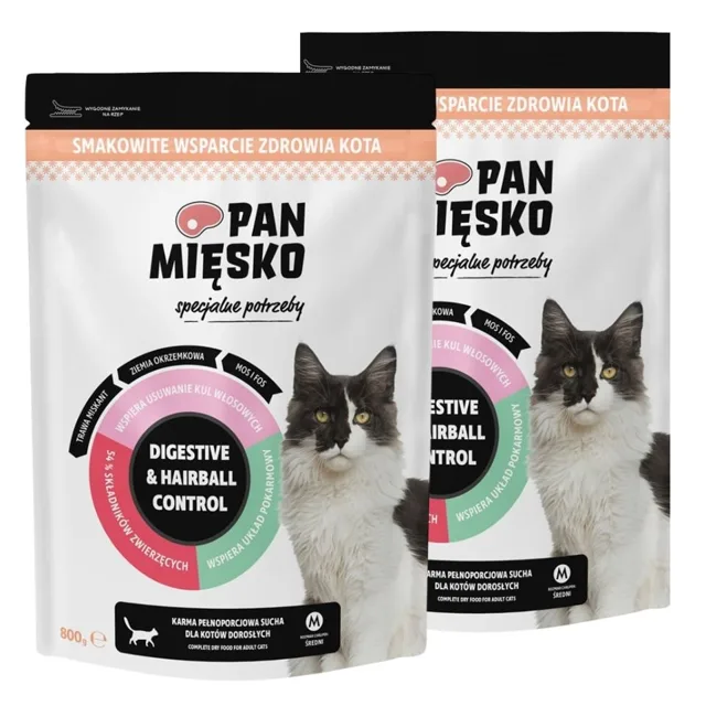 PAN MIÉSKO Speciální krmivo Digestive &amp; Hairball Control pro kočky 2x3 kg