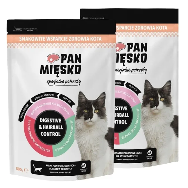 PAN MIÉSKO Speciální krmivo Digestive &amp; Hairball Control pro kočky 2x800 g