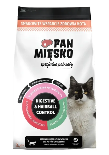 PAN MIÉSKO Speciální krmivo Digestive &amp; Hairball Control pro kočky 3 kg