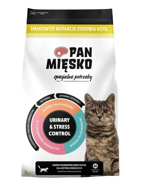PAN MIĘSKO Speciální krmivo Urinary &amp; Stress Control pro kočky 3 kg