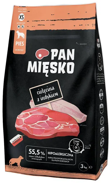 PAN MIĘSKO Telecí maso s krůtou  XS 3kg