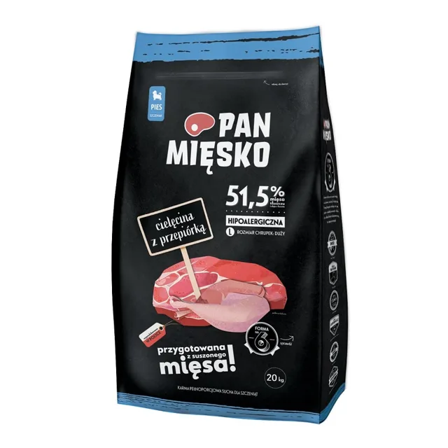 PAN MIĘSKO Telecí s bažantem pro štěňata L 20 kg
