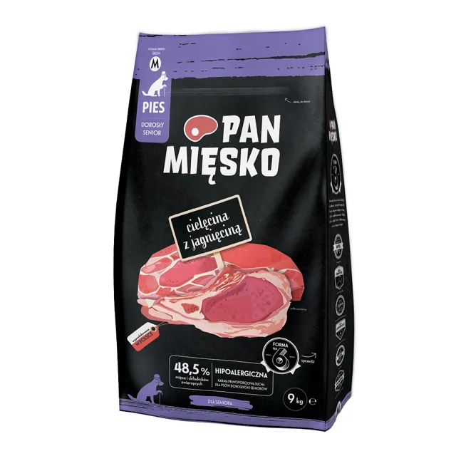 PAN MIĘSKO Telecí s jehněčím pro seniory M 9 kg