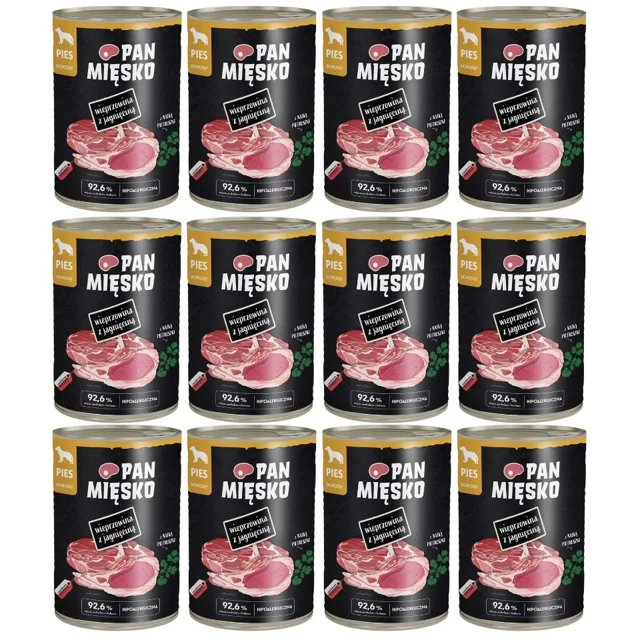 PAN MIĘSKO Vepřové maso s jehněčím pro psy 12x400 g